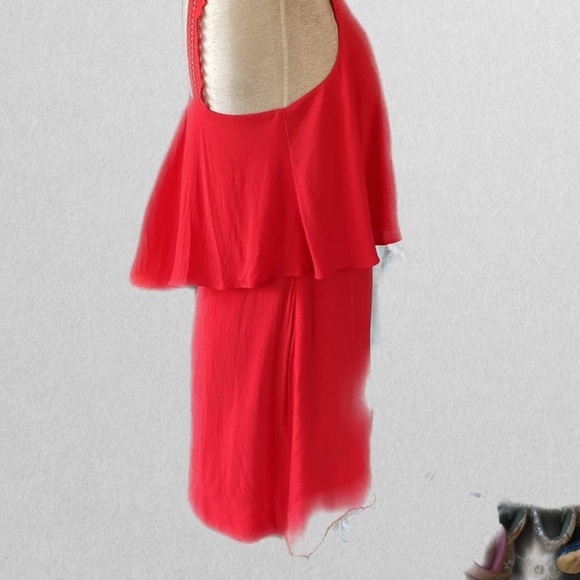 EUC MAEVE FOR ANTHRO MELON COLORED SLEEVELESS DRESS RUFFLE TOP SZ 2P(fits like 6 - Picture 2 of 14